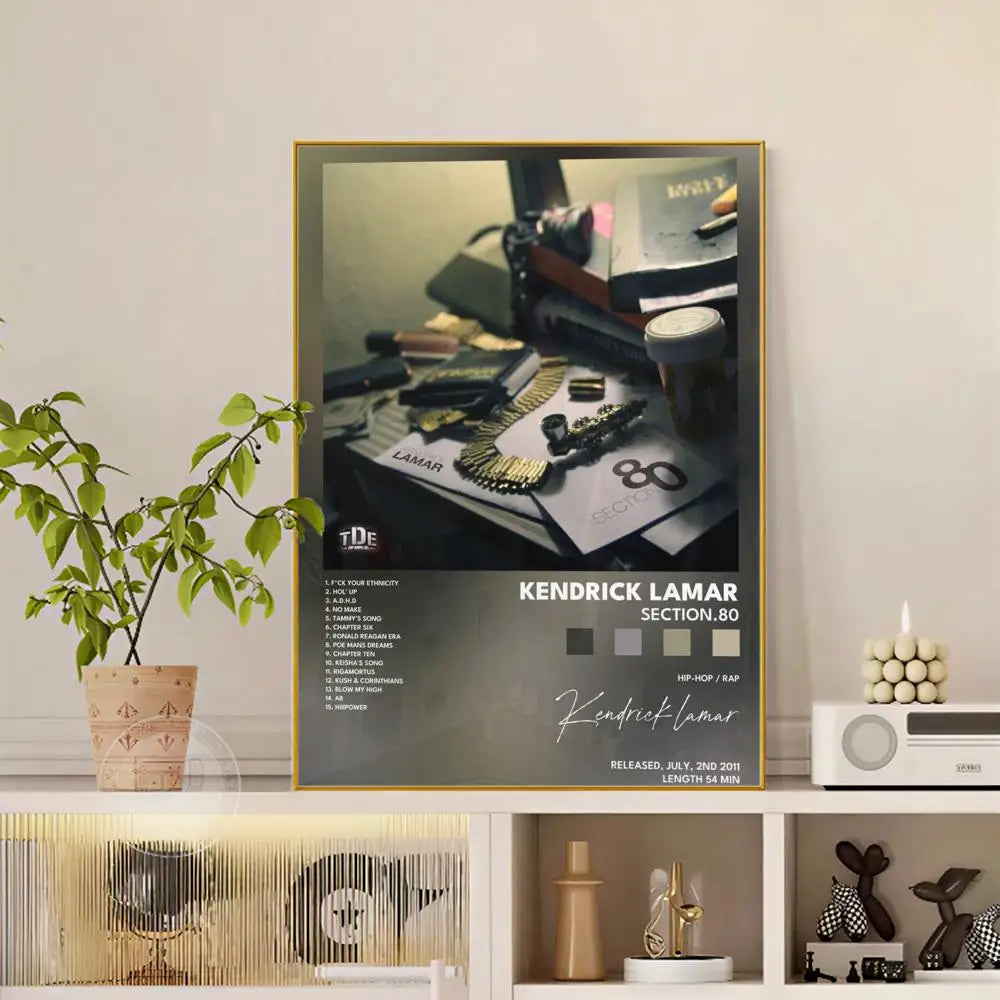 Rapper K-Kendrick Lamar Poster Versatile HD Waterproof Wall Art Self-Adhesive Decor for Any Space Ideal Gift