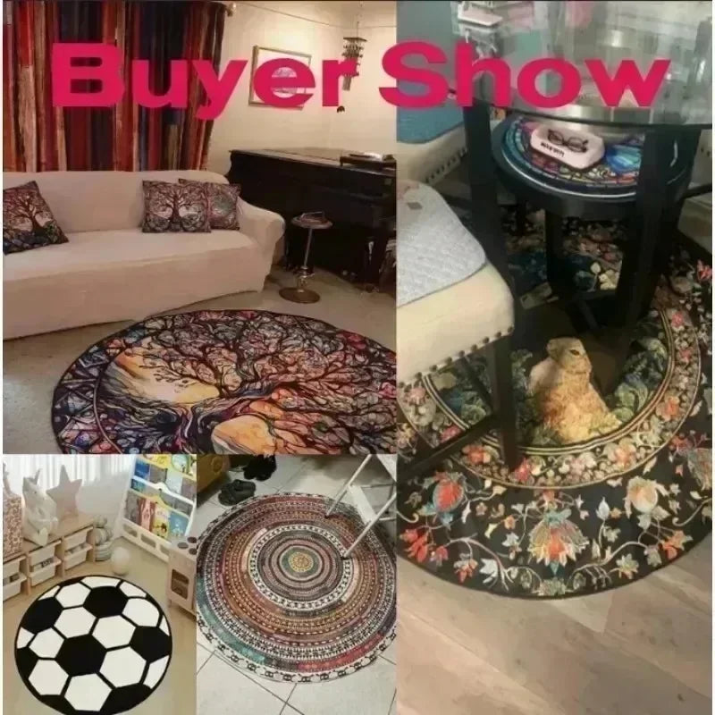 2D Optical Illusion Rug Black White Geometric Area Rug Trippy Modern round Carpet for Living Room Home Decor Gift for Friends R1