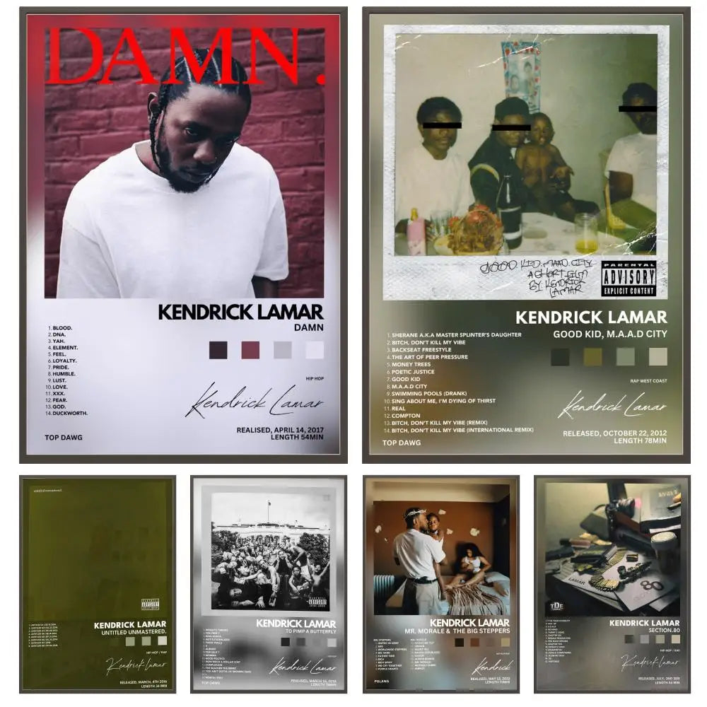 Rapper K-Kendrick Lamar Poster Versatile HD Waterproof Wall Art Self-Adhesive Decor for Any Space Ideal Gift