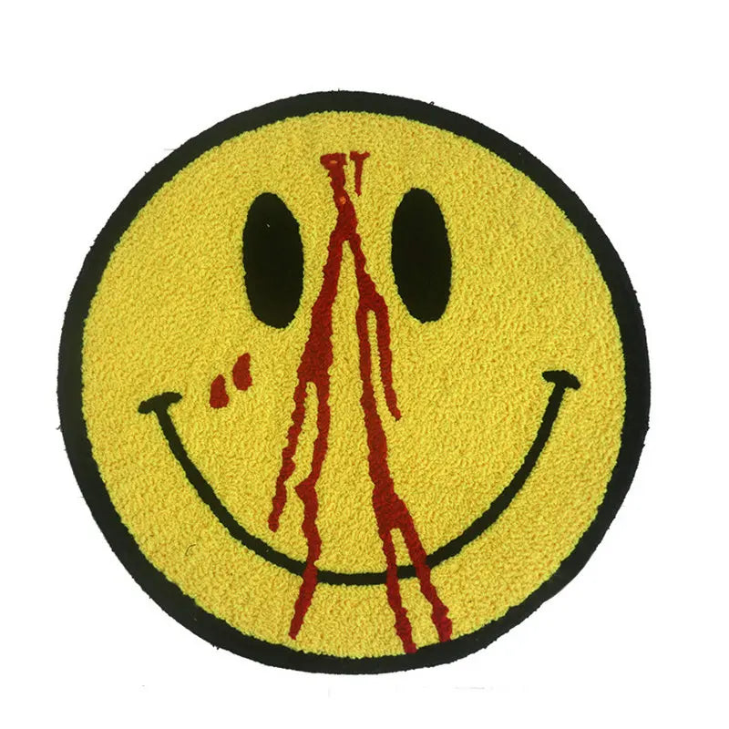 50Cm Trippy Smiling Rug Unique Plush round Living Room Bedroom Floor Mat Geeky Bedroom Rug Home Decor Non-Slip Bathmat