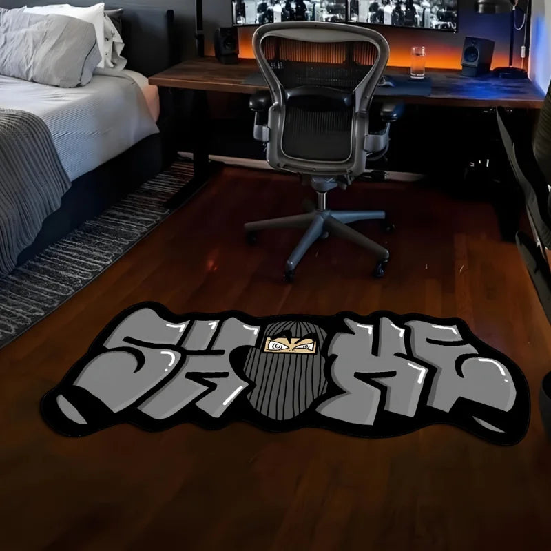Hip-Hop Street Graffiti Carpet, Soft and Slip-Resistant Bedroom Bedside Rug, Game Room Floor Mat, Home Decoration