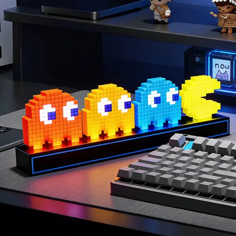 Pac-Man Crayon Shin-Chan Toy Story Anime Led Light Sign Sound Activated Pickup Rhythm Night Light Creative Trendy Toy Gift