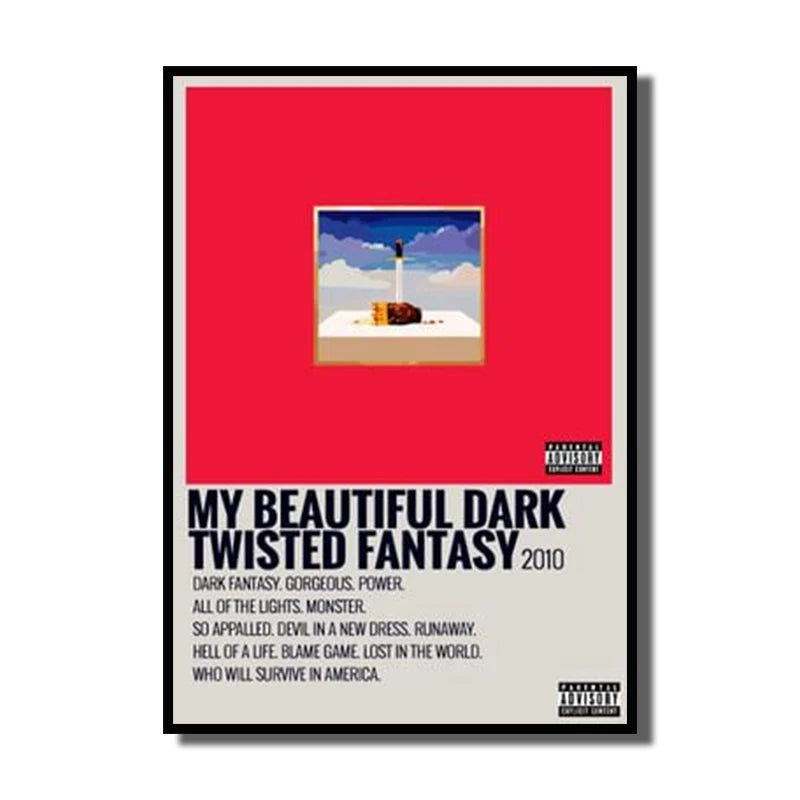 Rap Singer Kanye West Art Poster, Pop Music Album Cover High-Definition Printed Canvas Painting, Home Wall Decoration, Frameless