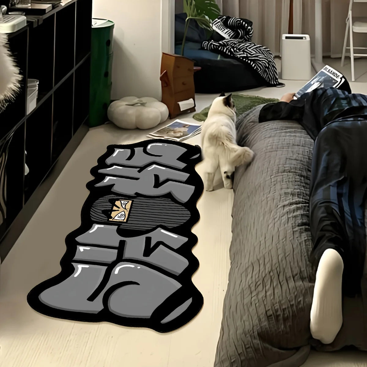 Hip-Hop Street Graffiti Carpet, Soft and Slip-Resistant Bedroom Bedside Rug, Game Room Floor Mat, Home Decoration