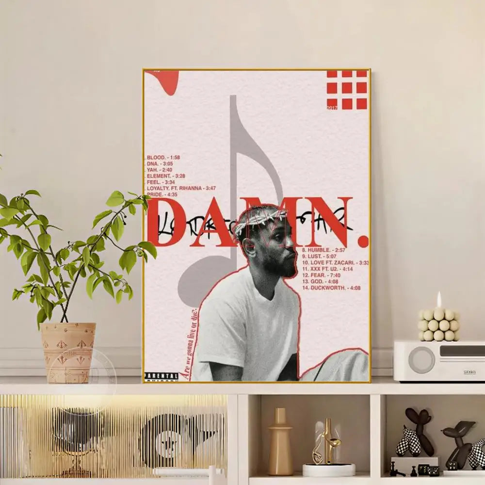 Rapper K-Kendrick Lamar Poster Versatile HD Waterproof Wall Art Self-Adhesive Decor for Any Space Ideal Gift